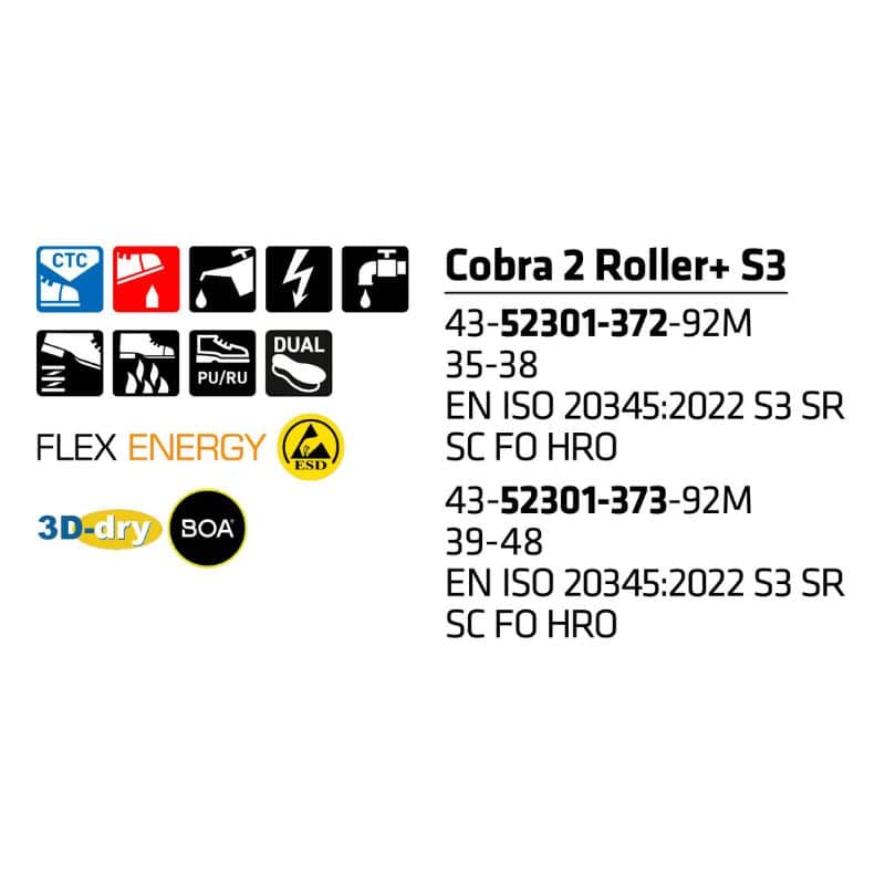 Sievi Cobra 2 Roller+ S3 turvakengät BOA®-kiristysmekanismilla - Image 2