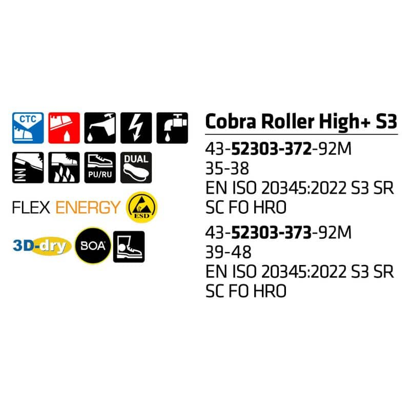 Sievi Cobra Roller High+ S3 turvakengät BOA®-kiristysmekanismilla - Image 2