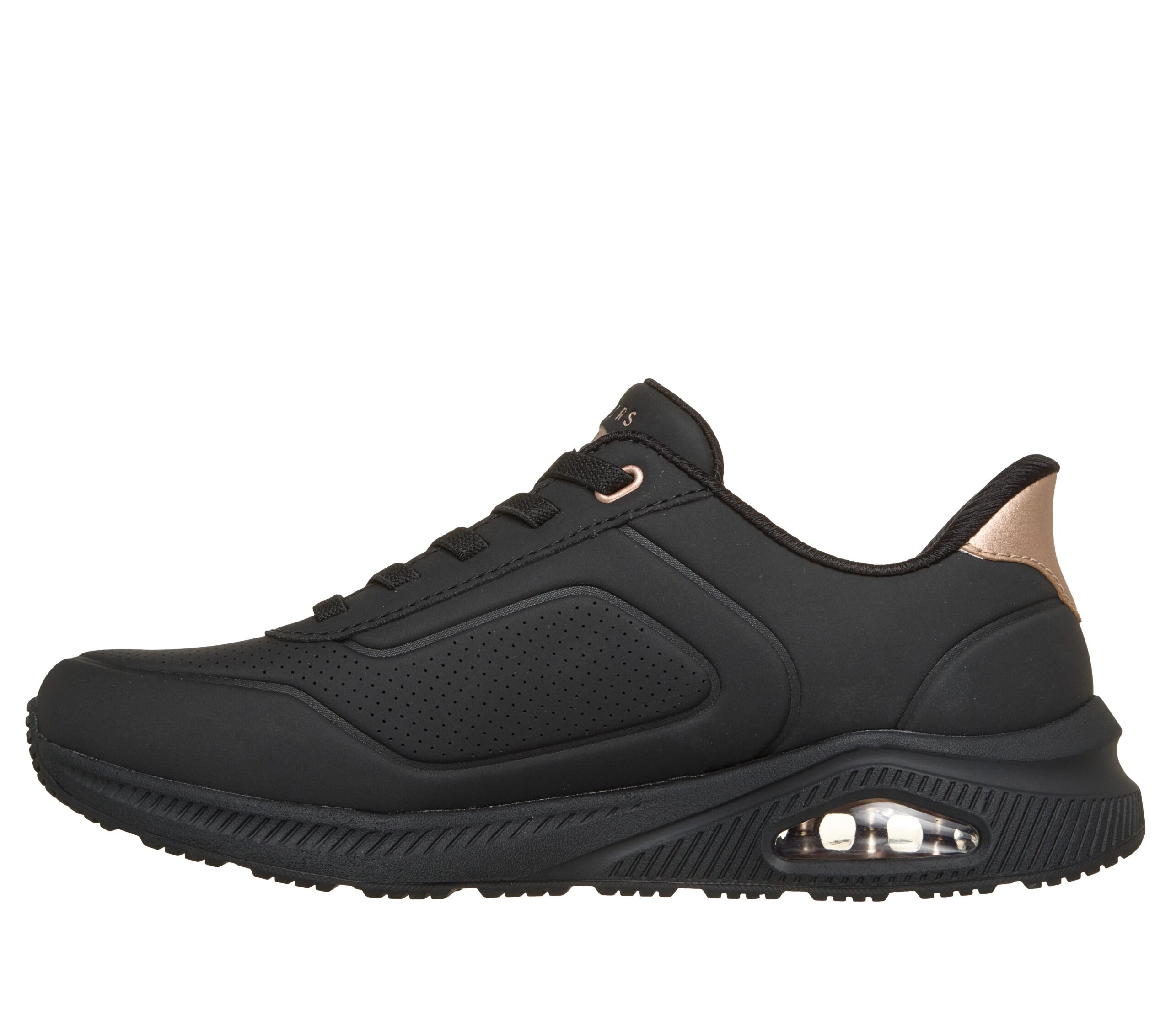 Skechers Arch Fit UNO Relaxing On Air, mustat naisten Slip-ins-kengät.