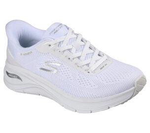 Valkoinen naisten Skechers 150887 WHT Slip-ins Arch Fit 3.0 True Step -kävelykenkä.