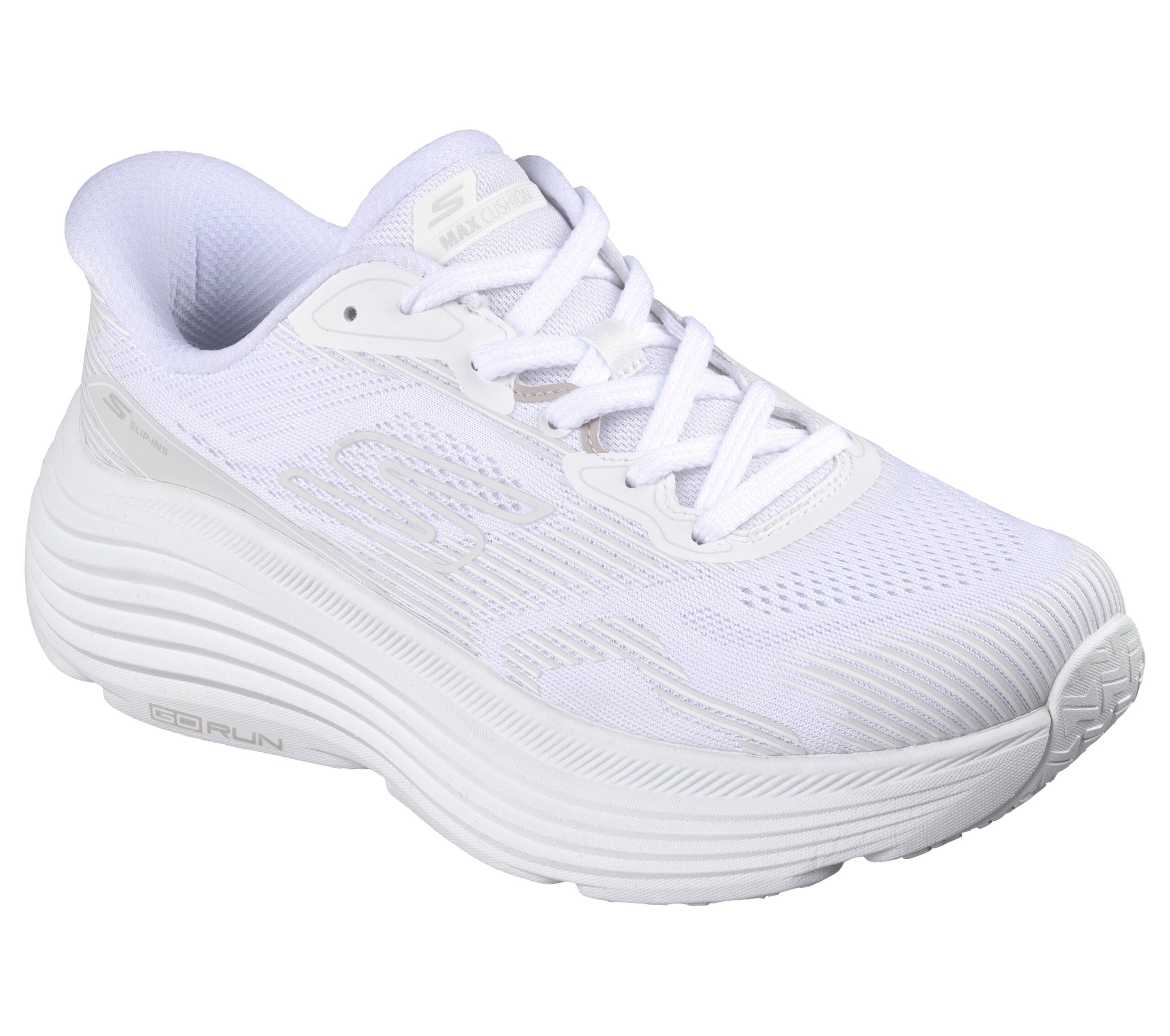 Valkoinen naisten Skechers 129484 WHT Slip-ins Max Cushioning Endeavour Sequoya -kävelykenkä.