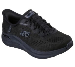 Musta naisten Skechers 150337 BBK Slip-ins Arch Fit 2.0 Morning Mist vedenpitävä kävelykenkä.