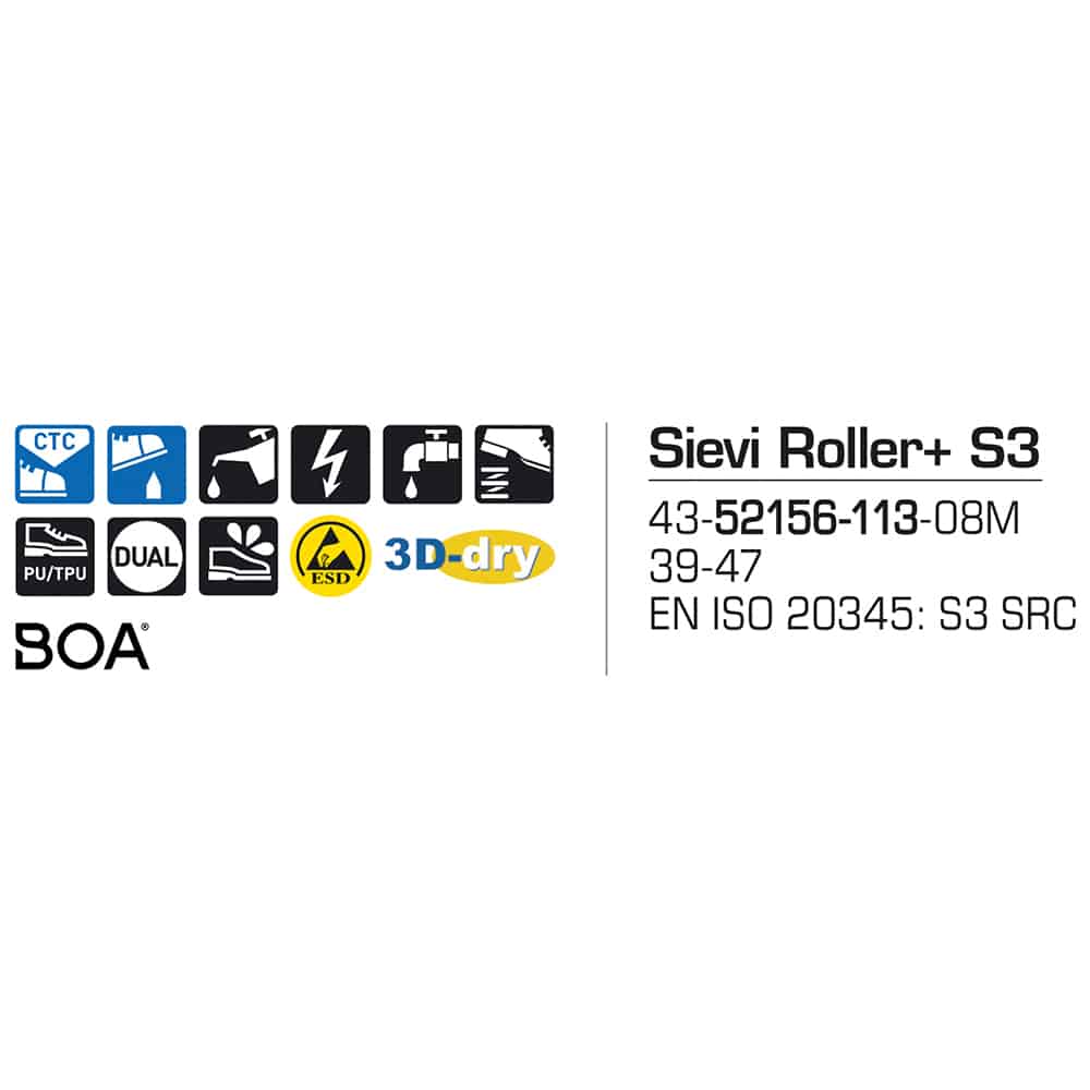 Sievi Roller+ S3 turvakengät BOA®-kiristysmekanismilla - Image 11