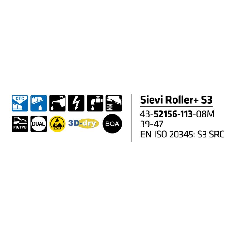Sievi Roller+ S3 turvakengät BOA®-kiristysmekanismilla - Image 8