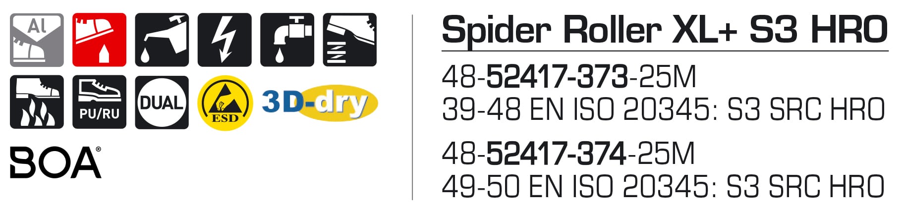 Sievi Spider Roller XL+S3 HRO turvakengät BOA®-kiristysmekanismilla - Image 15