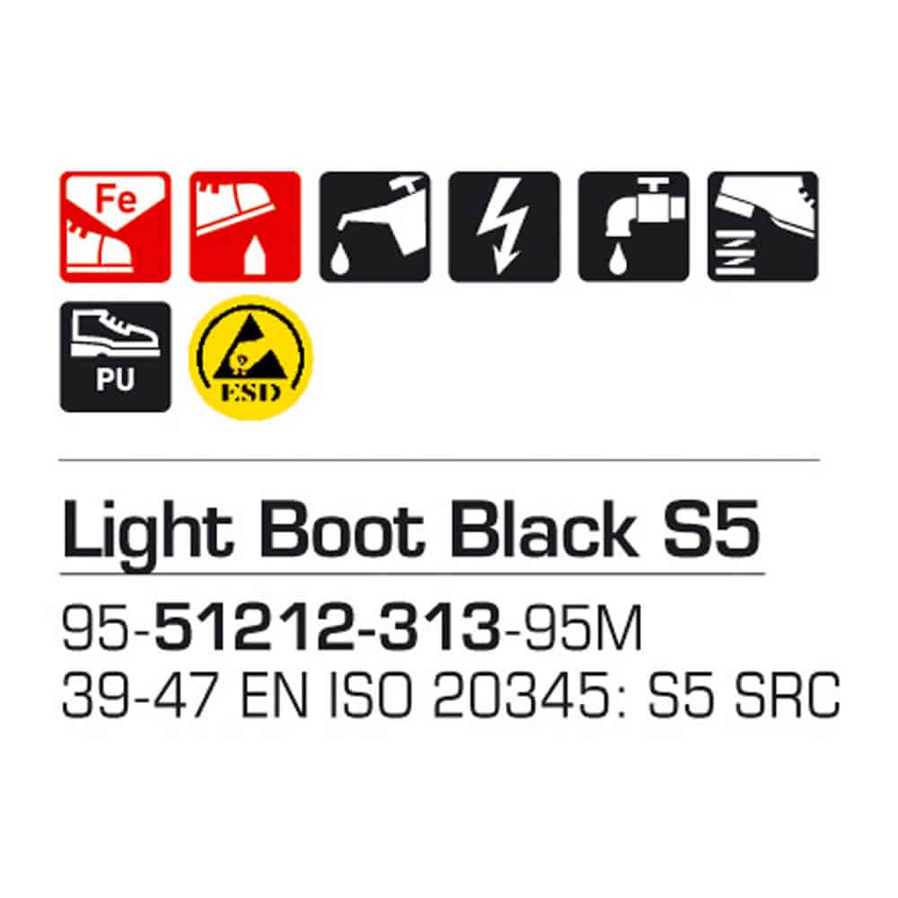 Sievi Kevytsaapas Light Boot Black S5 kumisaappaat turvakärjellä - Image 12