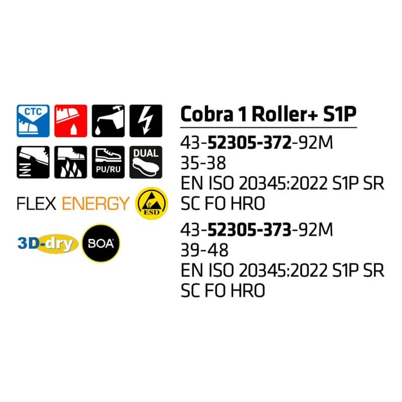 Sievi Cobra 1 Roller+ S1P turvakengät BOA®-kiinnityksellä - Image 9
