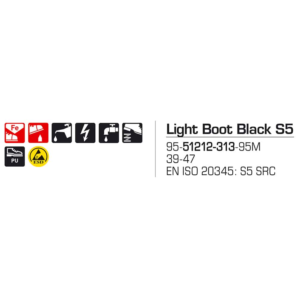 Sievi Kevytsaapas Light Boot Black S5 kumisaappaat turvakärjellä - Image 13