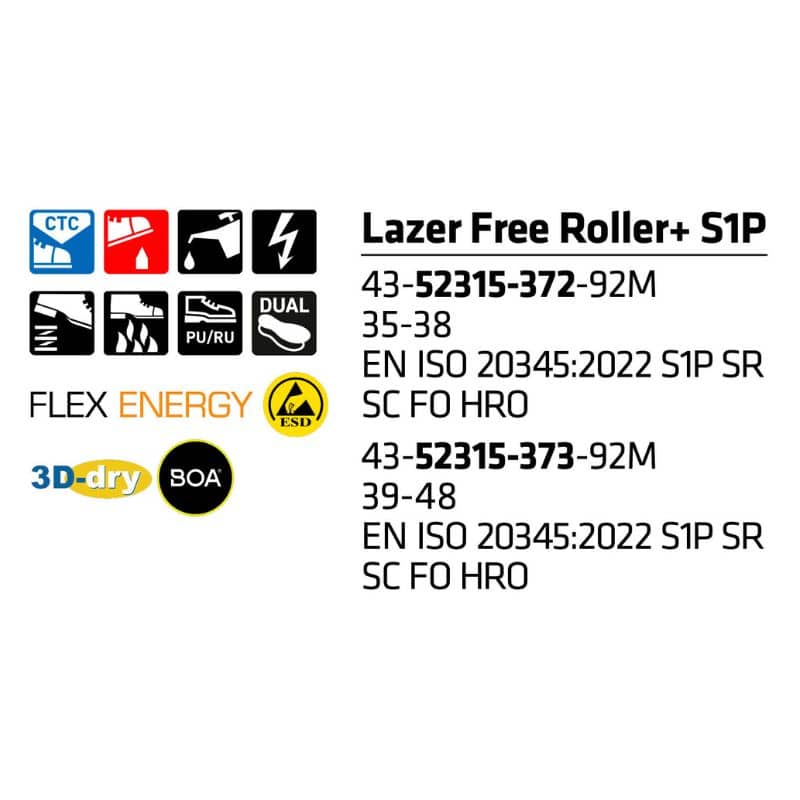 Sievi Lazer Free Roller+ S1P turvakengät BOA®-kiristysmekanismilla - Image 6