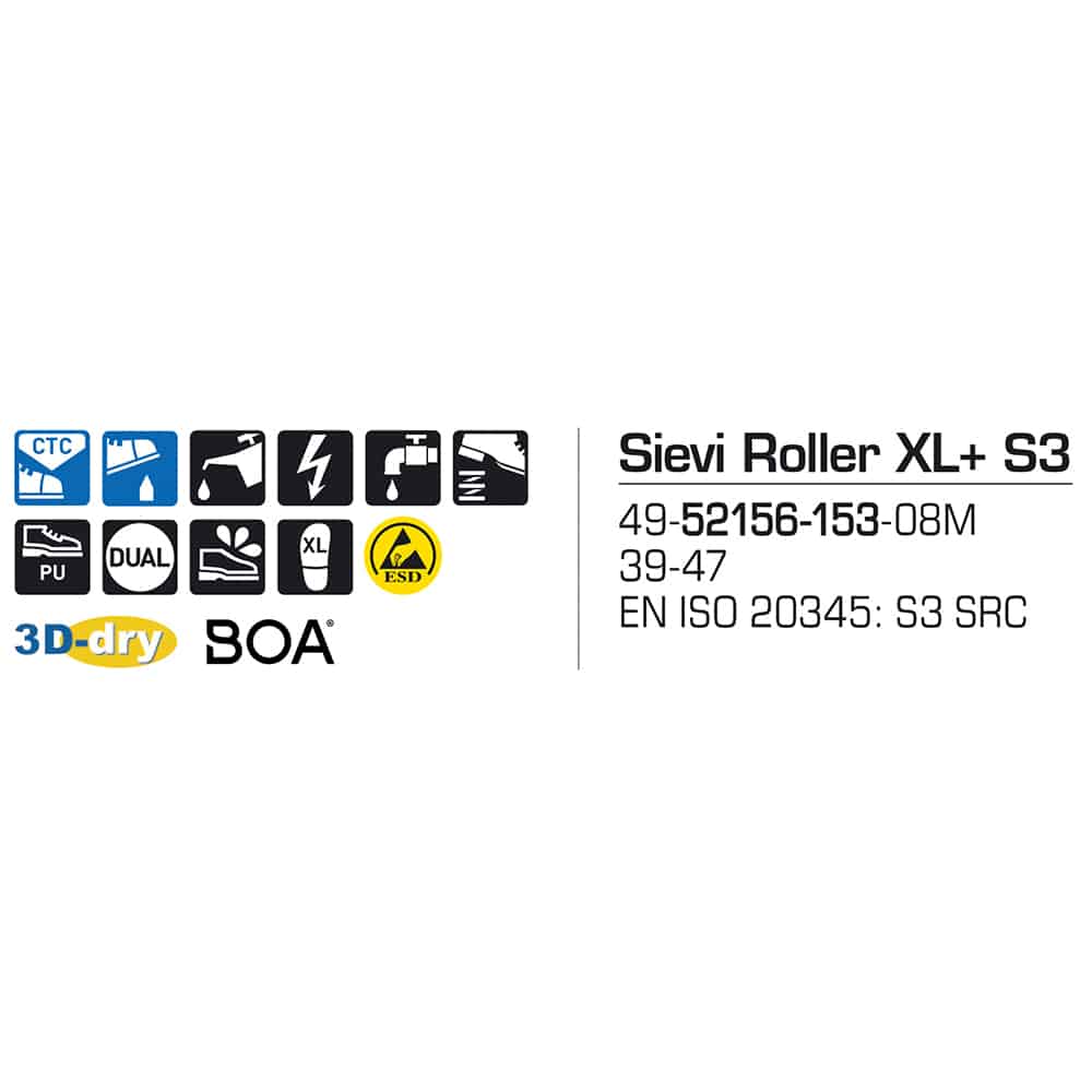Sievi Roller XL+ S3L turvakengät BOA®-kiristysmekanismilla - Image 14