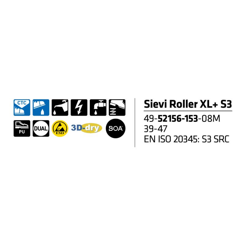 Sievi Roller XL+ S3L turvakengät BOA®-kiristysmekanismilla - Image 16