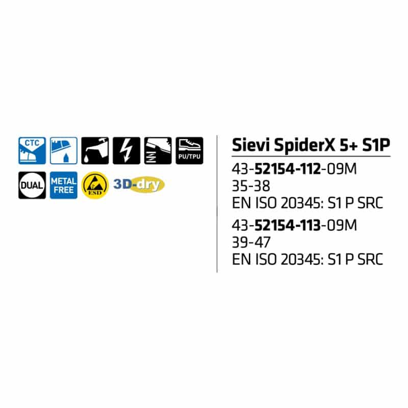 Sievi SpiderX 5+ S1P turvakengät - Image 9