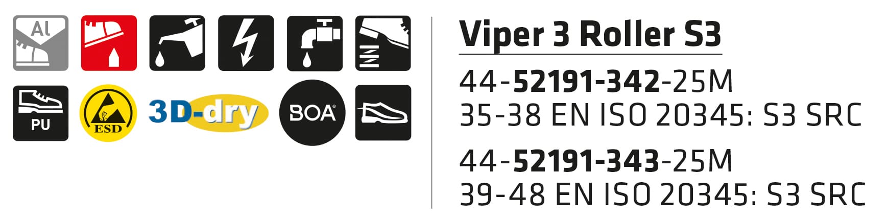 Sievi Viper 3 Roller S3 turvakengät BOA®-kiristysmekanismilla - Image 17
