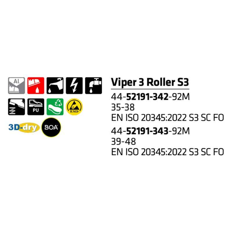 Sievi Viper 3 Roller S3 turvakengät BOA®-kiristysmekanismilla - Image 13