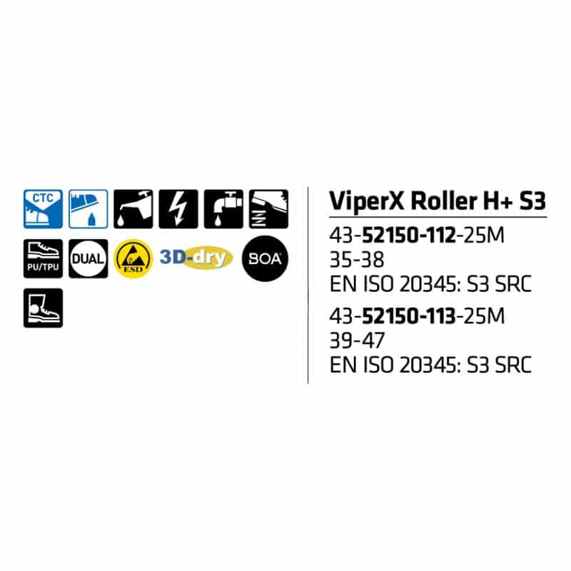 Sievi Viperx Roller H+ S3S turvakengät BOA®-kiristysmekanismilla - Image 11