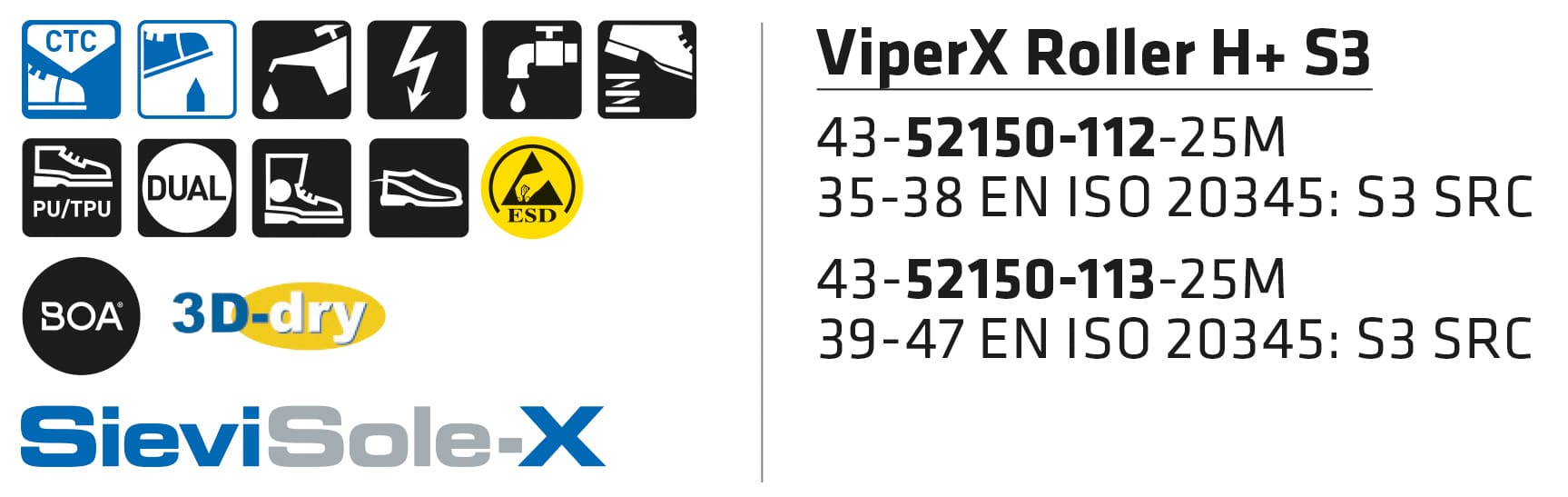 Sievi Viperx Roller H+ S3S turvakengät BOA®-kiristysmekanismilla - Image 15